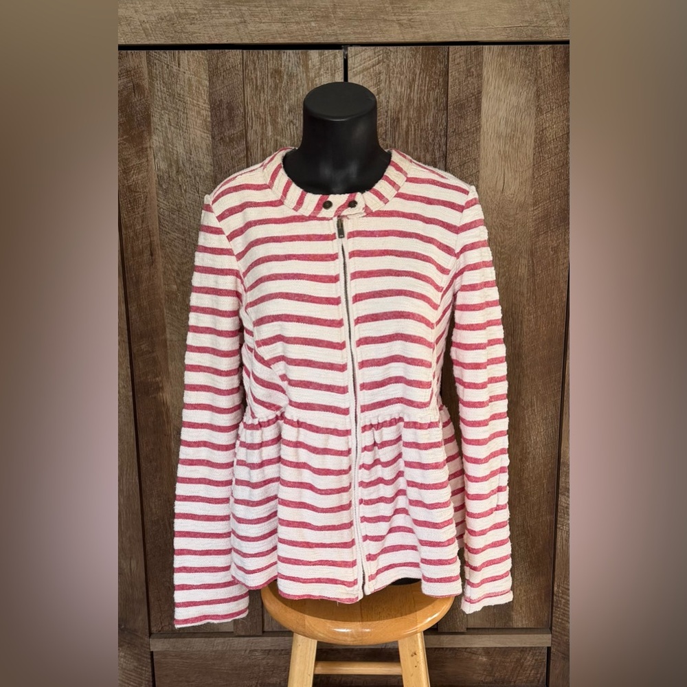 Free People Red and White Striped Teddy Top or Jacket